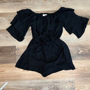 Everly Elegant Black Off-Shoulder Romper